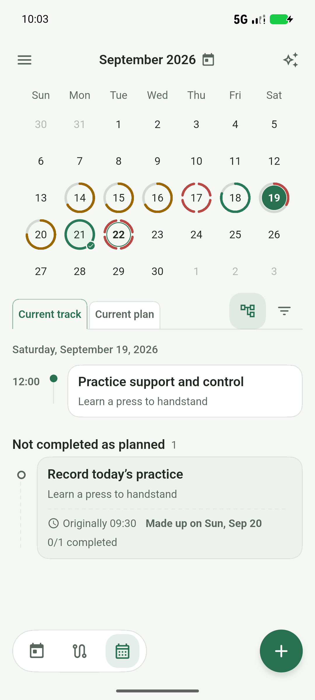 Calendar progress