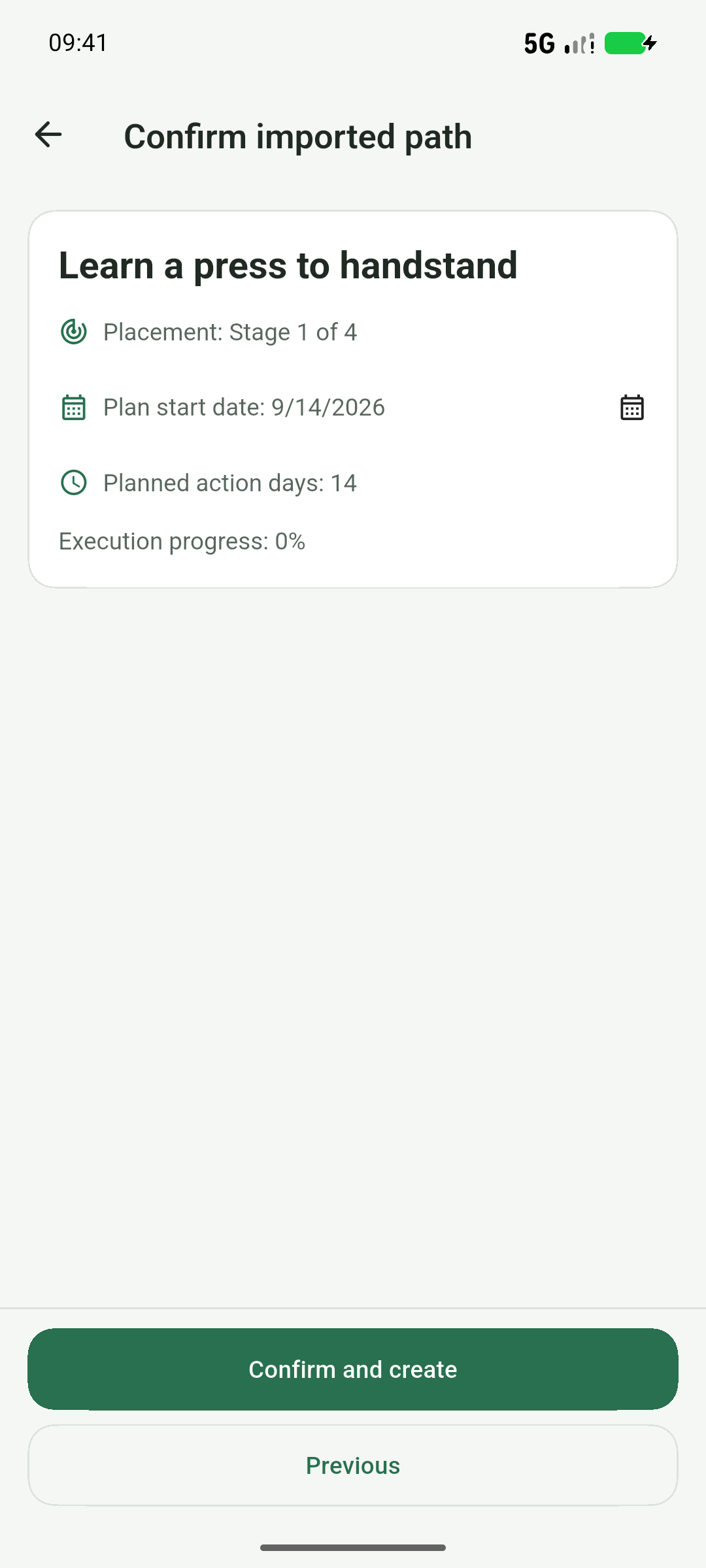 Confirm the start date and local schedule before creating